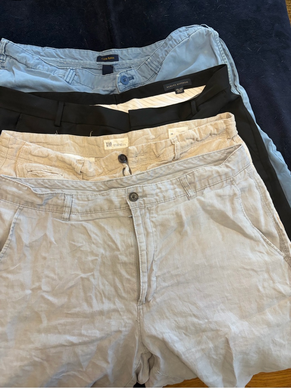 Men’s Flat-Front Shorts Size 36 in Light Blue, Black, and Tan